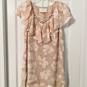 Anthropologie Leifsdottir Silk Floral Ruffle Dress